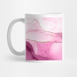 Watercolor Agate in Pink Quartz Faux Gold Veins Mug